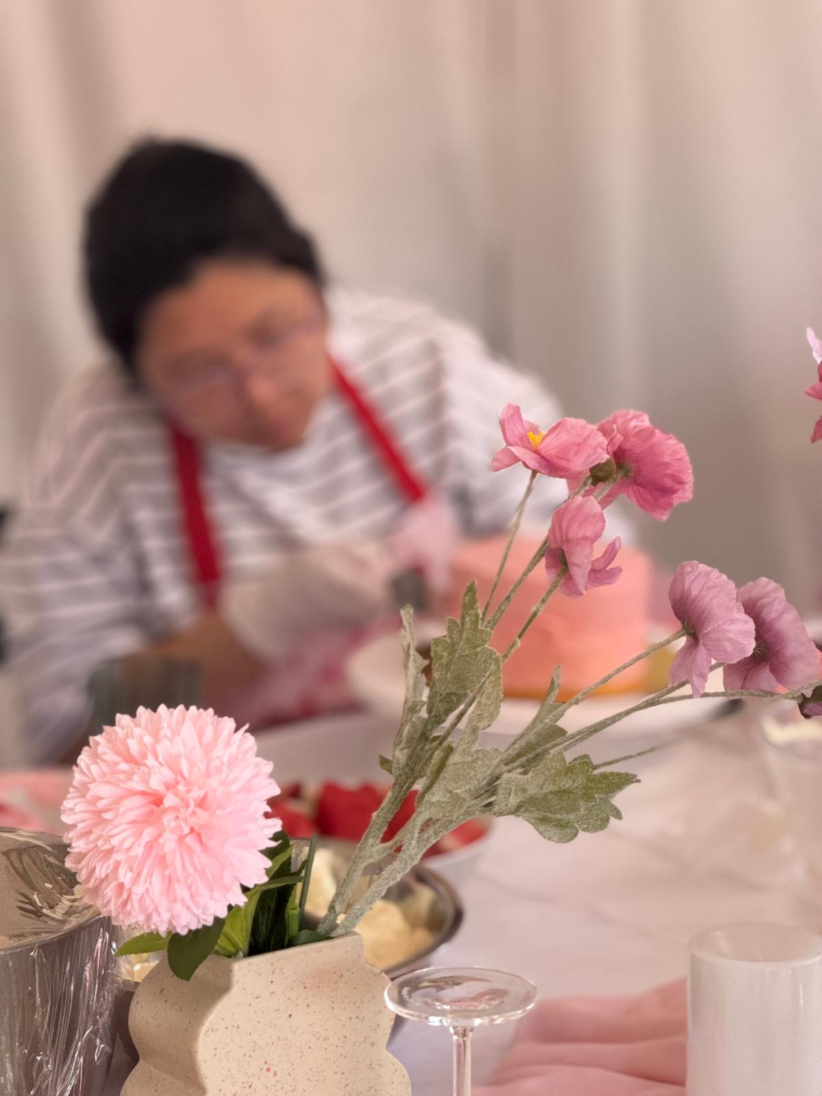 Flowers on the Bake & Bloom table